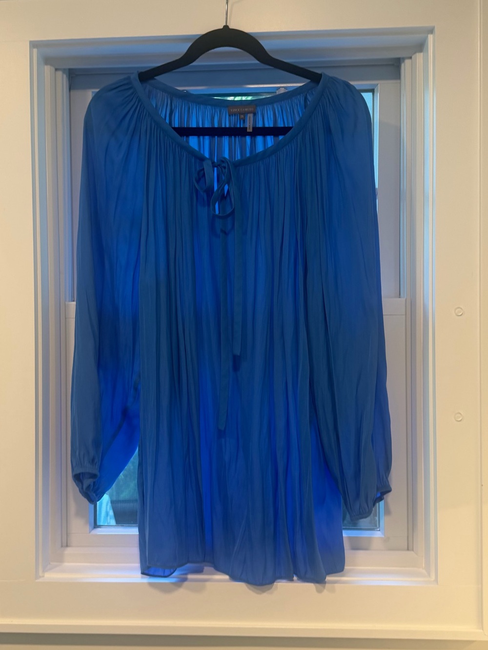 Women's Blue Pleated elevated Peasant Top